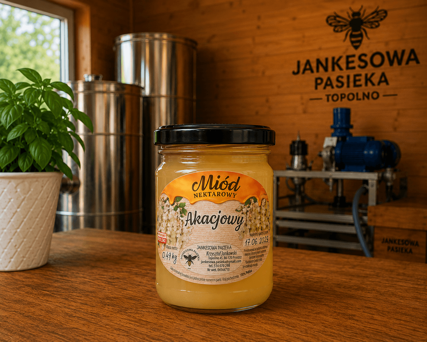 Miód akacjowy – 350 ml (0,49 kg)