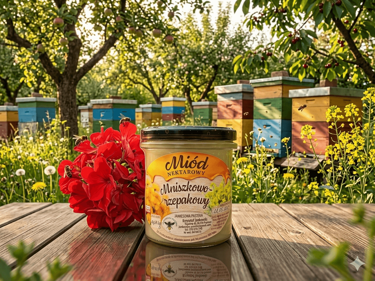 Miód rzepakowo-mniszkowy – 350 ml (0,49 kg)
