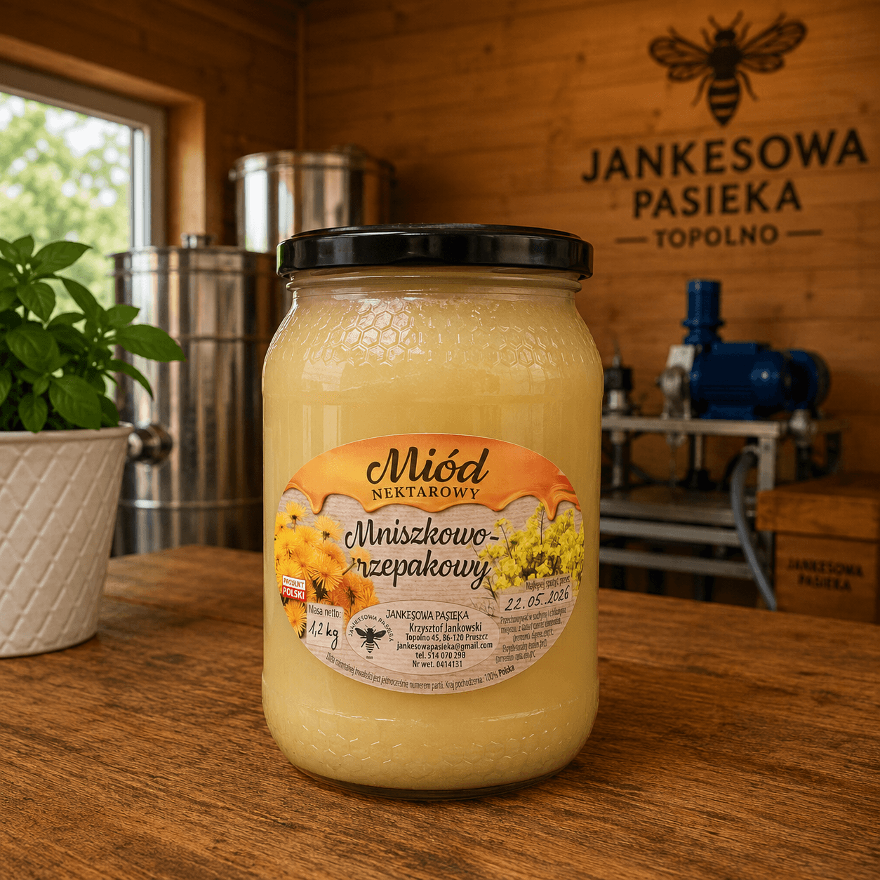 Miód rzepakowo-mniszkowy – 900 ml (1,2 kg)